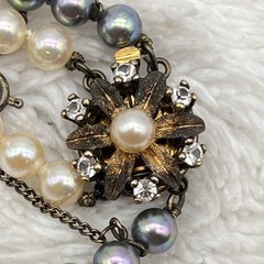 Vintage Majorica Faux Pearl Necklace 2 Strand Cream Oil Slick Box Papers 20″