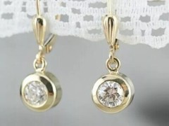 1Ct Lab-Created Diamond Bezel Set Drop Dangle Earrings 14K Yellow Gold Over Gift