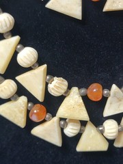 Vintage Bone or Horn Necklace Multi Strand Tribal Boho Statement