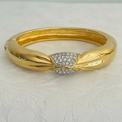 Vtg NOLAN MILLER Pave Crystal Glam Coll Bracelet Bangle Art Deco Revival