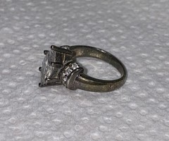 Signed ring, Korea 925 And Other Symbols, Clear Gems Marquis/Round Sz 6