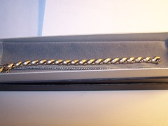 VINTAGE ESTATE DESIGNER BRUSH GOLDWASH STERLING SILVER TENNIS BRACELET 7 1/4″