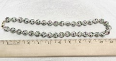 Vintage Chinese Porcelain Floral Bead Necklace Hand Painted Knotted Gold Tone