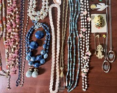 3lbs Misc Jewelry 1950-70s – 68 pieces – Necklaces, Rings, Pendants – Beautiful