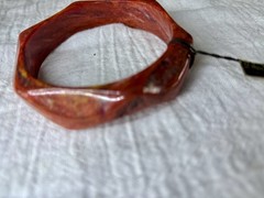 Vintage Lucite Resin Acrylic Bangle Bracelet Barnelli Creations NWT Red Marbled