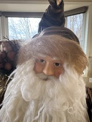 Old World Vintage Santa-Tapestry Gold Faux Fur-Stand Alone-18” Tall-Regal