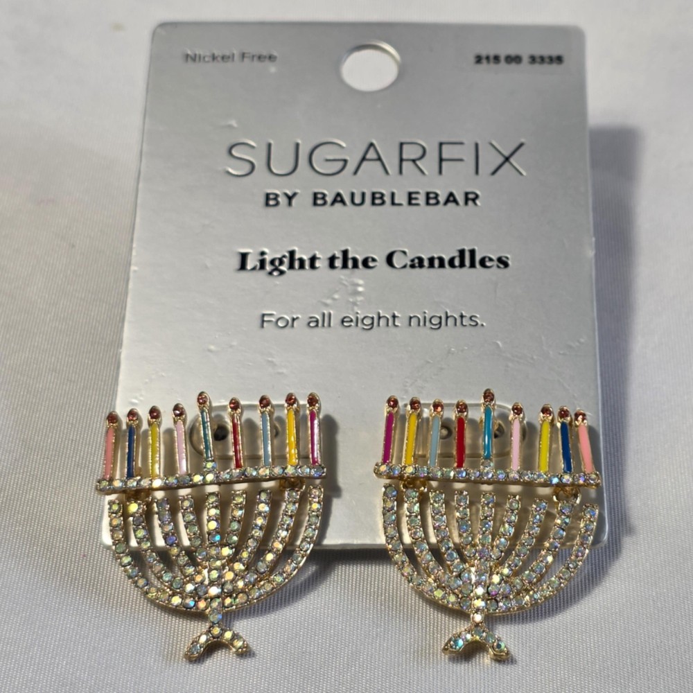 Sugarfix by Baublebar Light the Candles Menorah Stud Earrings Colorful Enamel