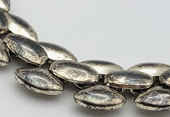 Vintage Silver Tone 3-Row Chain Necklace And Bracelet Set 7″-21″ Fold Over Clasp