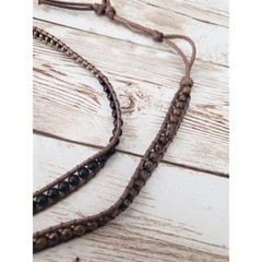 Vintage Necklace Unusual Cord with Beaded Center
