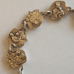 Sterling Silver Vintage Religious Rose Catholic Saint Prayer Bracelet Virgin M