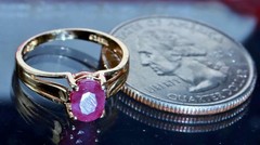 10k yellow gold sz 4.5 ring 0.80ct natural, treated ruby solitaire 1.47gr Nissko