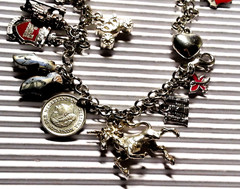 International Travel Sterling Silver Charm Bracelet & 16 Charms, 925-800 Silver