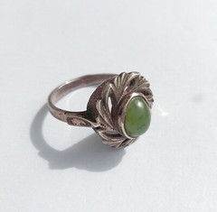 Vintage Ring Natural Nephritie stone Sterling Silver 925 Women Jewelry size 6.75