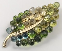Lauren Conrad Leaf Brooch Pin Multi Color Glass Beads Gold Tone. #1488