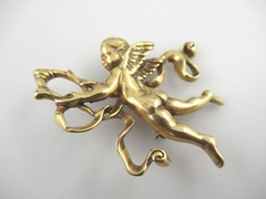 Signed MMA Vintage Gold Tone Cherub Brooch or Pendant Metropolitan Museum of Art