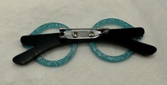 Lt Blue Sparkles Like Glitter Has Black Arms Eye Glasses Pin/Brooch