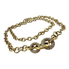 Ann Taylor Chunky Rhinestone Links Gold Tone Extra Long Statement 30″ Necklace