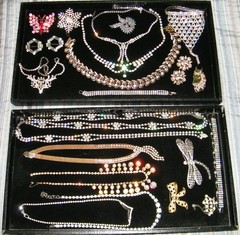 2 Trays of Vintage Rhinestone Costume Jewelry – All Good Wearable Jewelry