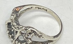Vintage Sterling Silver Modernist Love Ring Sz 5.50 3.29g