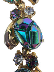 SCHIAPARELLI Parure Iridescent Peacock Blue Molded Cabochons or Lava Stones