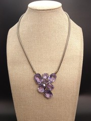 Vintage Purple Juliana Style Amethyst Glass Rhinestone Choker Necklace 14″