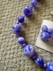 Vintage Purple chunky necklace set earrings Japan NOS excellent 1950s Retro