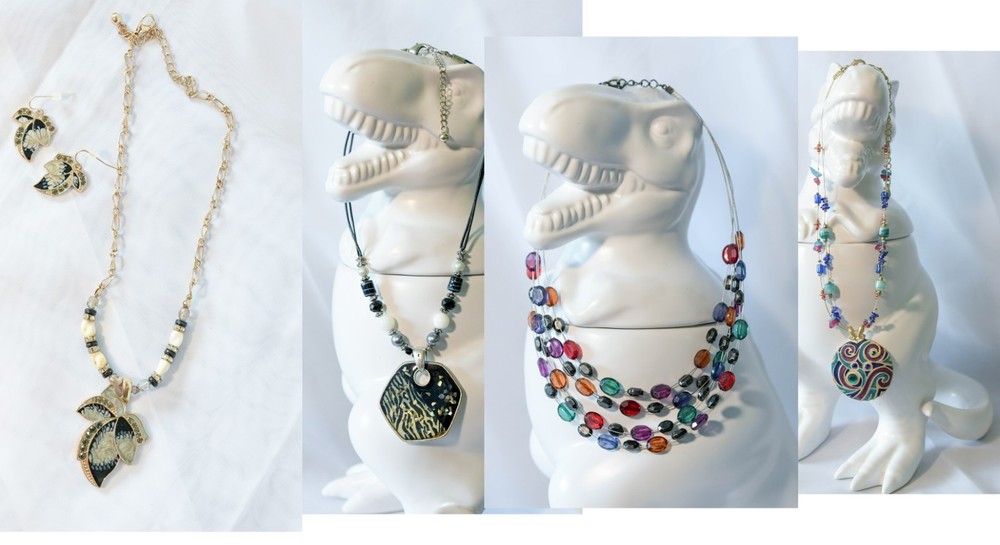 Vintage necklace Kenneth Cole set, KC zebra, Laura Ashley pendant & multi color