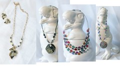 Vintage necklace Kenneth Cole set, KC zebra, Laura Ashley pendant & multi color