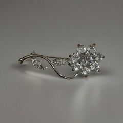 Vintage Rhinestone Flower Brooch Sparkling Clear Stones Silver Tone Pin 2 Inches
