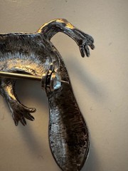 VINTAGE GECKO/LIZARD BROOCH/PIN SILVER 3.75 INCHES MARCASITE