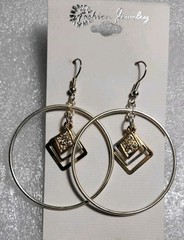 6 Pairs NEW VINTAGE DANGLE HOOPS EARRINGS PIERCED DROP BIG CLASSIC • OLD STOCK