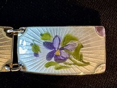 Vintage Finn Jensen Norway Gold Washed Sterling Silver Guilloche Enamel Bracelet