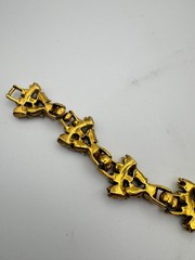 Vintage Rhinestone Bracelet Orange Opalite Link Mid Century MCM READ