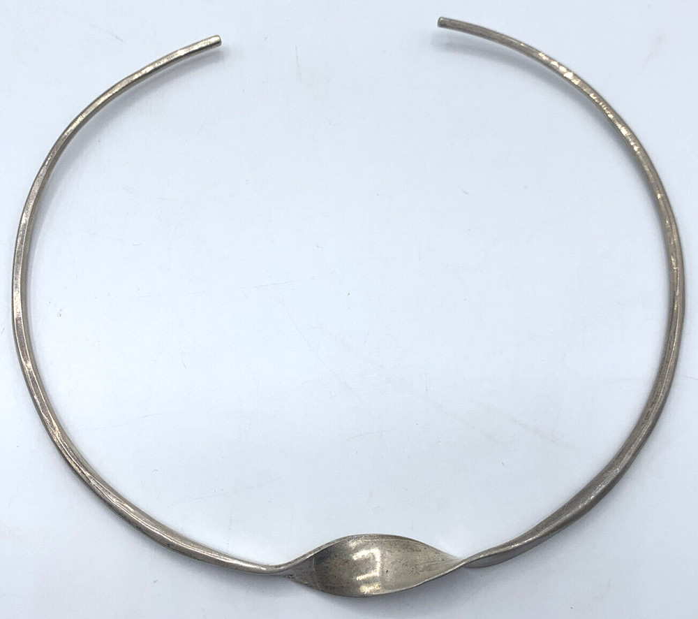 Anna Greta Eker Sterling Silver Choker Necklace Norway Modernist Twist 925S Vtg