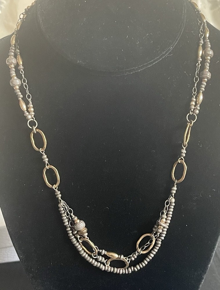 Gorgeous Vintage J & I 925 Sterling Silver Gold Filled Two Tone Necklace