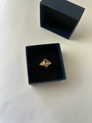 Vintage Orange Cubic Zirconia Ring Gold Plated Womens Size 8.5