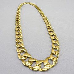 Vintage Chunky Chain Necklace Gold Tone 80s 16″