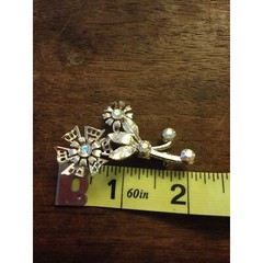 Metal Flower Gold & AB Rhinestone Brooch