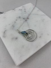 Vintage 925 Sterling Silver Abalone Boho Circle Charm Pendant Necklace 18”