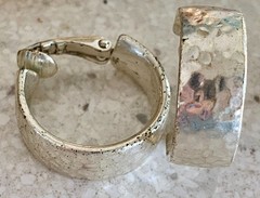 Lot of 5 Vintage Clip On Earrings Gold Silver Tone AB Beaded Enamel Hoop