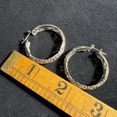 Vintage Jezlaine Sterling Silver 925 Ornate Scroll Open Work Hoop Earrings