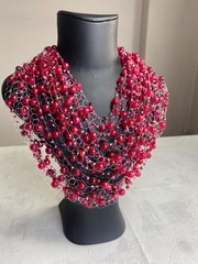 Artisan Stone Collar Necklace Multi Strand Agate stone and crystal