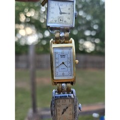 Vintage John Wind Maximal Art Watch Bracelet Multi Face Art Deco Assemblage