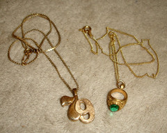 Vintage Avon 79 Charm Pendant and Unbranded 1979 Mini Senior Class Ring Pendant