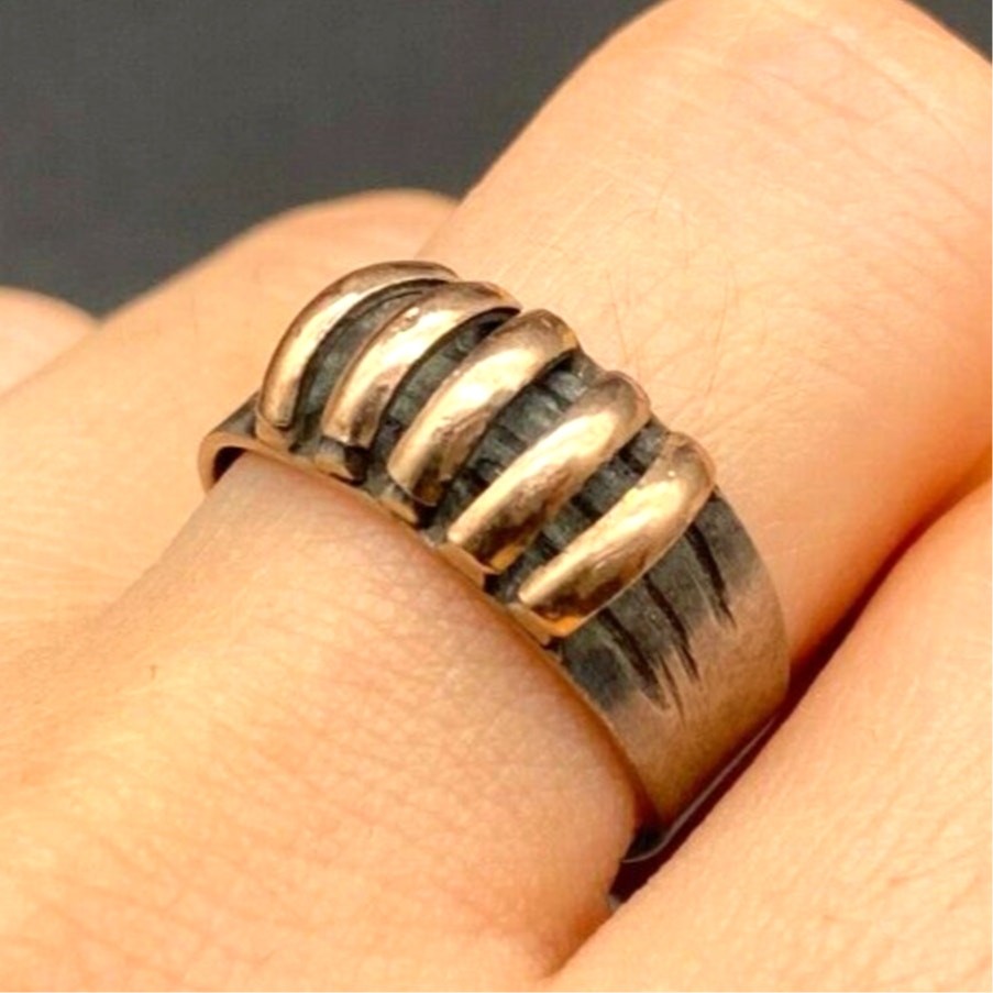 Vintage 950 Sterling Silver 18K Gold Ring Size 7.5