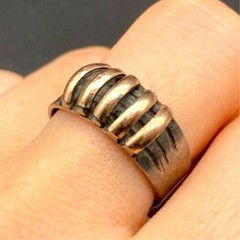 Vintage 950 Sterling Silver 18K Gold Ring Size 7.5