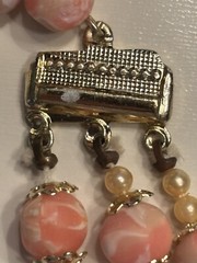 Vtg Japan Multi-Strand Necklace Clip Earrings Set Beaded Gold Toned Both Stamped