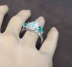 Platinum Vintage Engagement Ring 4.02ct. Natural Pear Shape Diamond I1-I