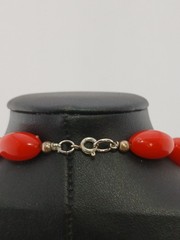 VINTAGE Silver tone red white lucite necklace CORDINATED clip earrings set