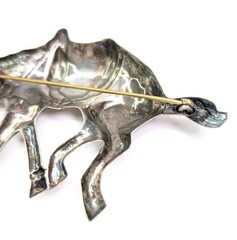 Sterling Silver Horse Brooch Large Bucking Bronco Western Rodeo Equestrian 3-1/8